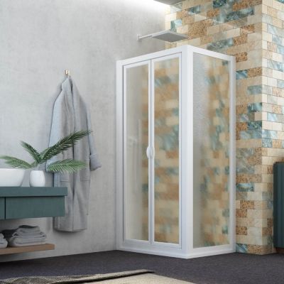 Cabine De Douche Angulaire Idralite 75x100cm - 2 Portes Pivotantes - EasyClean - Aluminium/Verre