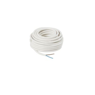 Câble 2X1,5 mm² H05VVF blanc couronne 10m