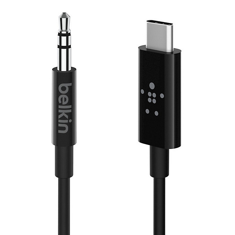 Câble audio Jack 3,5mm vers USB-C 90cm noir