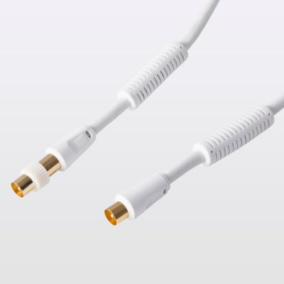 Câble coaxial Mâle / Femelle + adaptateur Mâle / Mâle blanc Blyss Or, 10 m
