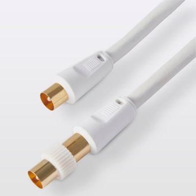 Câble coaxial Mâle / Femelle + adaptateur Mâle / Mâle blanc Blyss Or, 3 m