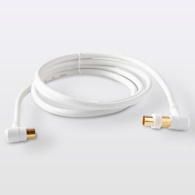 Câble coaxial Mâle / Femelle + adaptateur Mâle / Mâle coudé blanc Blyss Or, 1.5 m