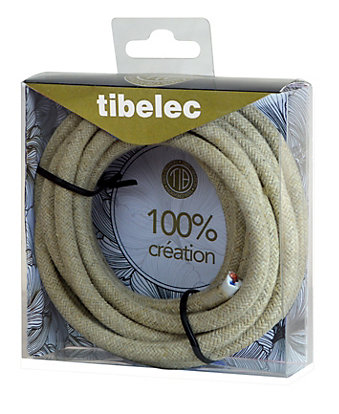 Câble d’alimentation électrique rond en tissu lin Tibelec 3m | Castorama