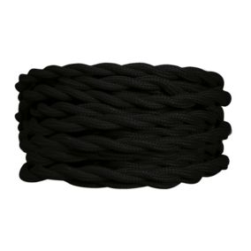 Câble d’alimentation électrique torsadé en tissu noir Tibelec 3m