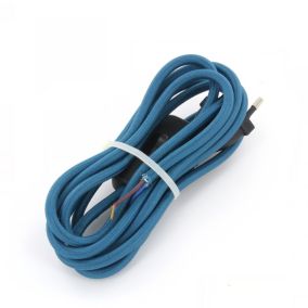 Câble en textile bleu Chacon 2m 2 x 0,75mm² HO3VVH2-F avec interrupteur