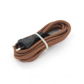 Câble en textile brun Chacon 2m 2 x 0,75mm² HO3VVH2-F avec interrupteur