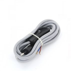 Câble en textile gris Chacon 2m 2 x 0,75mm² HO3VVH2-F avec interrupteur