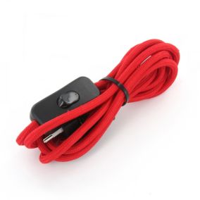 Câble en textile rouge Chacon 2m 2 x 0,75mm² HO3VVH2-F avec interrupteur