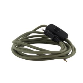 Câble en textile vert kaki Chacon 2m 2 x 0,75mm² HO3VVH2-F avec interrupteur