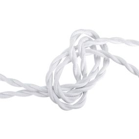 Cable en tissus torsadé Tibelec 3m blanc
