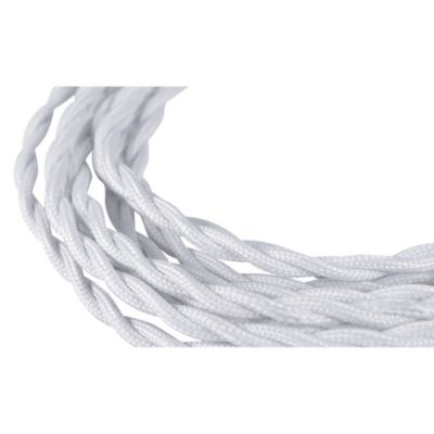 Cable en tissus torsadé Tibelec 3m blanc