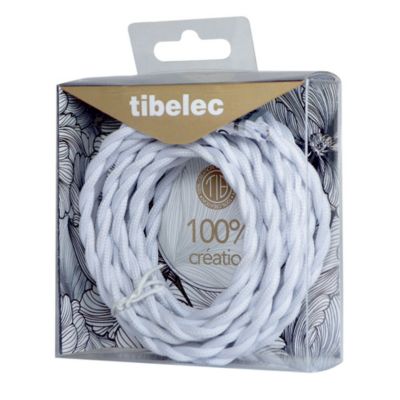 Cable en tissus torsadé Tibelec 3m blanc