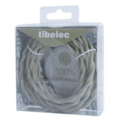 Cable en tissus torsadé Tibelec 3m lin blanc