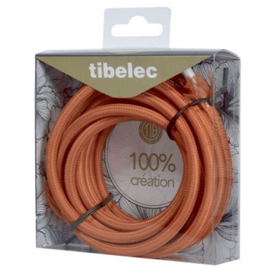 Cable en tissus torsadé Tibelec 3m rouge