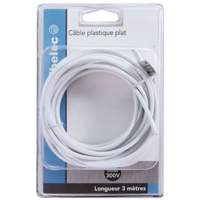 Câble plastique plat Tibelec 3m blanc