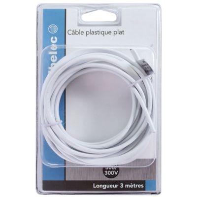 Câble plastique plat Tibelec 3m noir