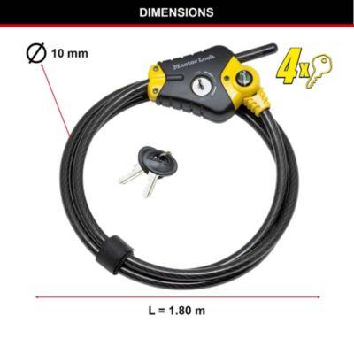 Câble python ajustable brico Master Lock