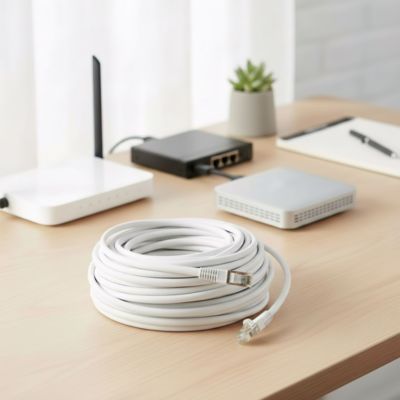 Câble RJ45 Mâle / Mâle blanc Blyss Or, 20 m