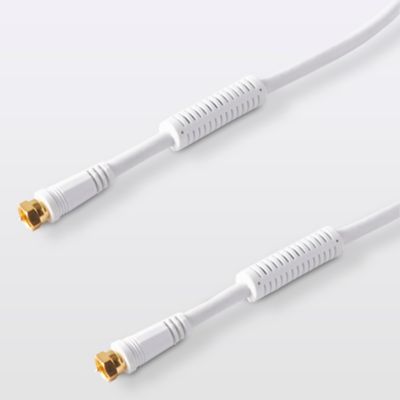 Câble TV coaxial et Ethernet mâle/mâle RJ45 - 2 m - blanc