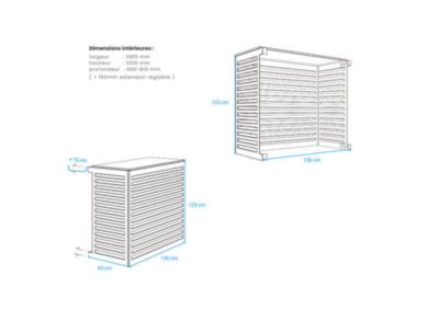 Cache Clim et PAC  Structure Aluminium  Couleur Beige Crème Taille XXL  H 120  L 130  P 66   81 cm + 15 cm réglable