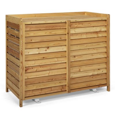Cache climatiseur 95 x 50 x 80 cm bois naturel protection unité extérieure pour pompe à chaleur