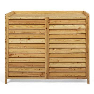 Cache climatiseur 95 x 50 x 80 cm bois naturel protection unité extérieure pour pompe à chaleur