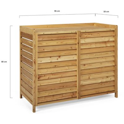 Cache climatiseur 95 x 50 x 80 cm bois naturel protection unité extérieure pour pompe à chaleur