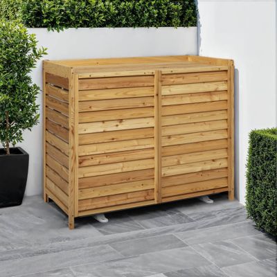 Cache climatiseur 95 x 50 x 80 cm bois naturel protection unité extérieure pour pompe à chaleur