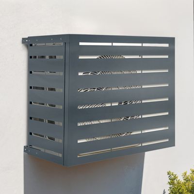 Cache climatiseur 95 x 50 x 80 cm métal gris anthracite protection unité extérieure pour pompe à chaleur