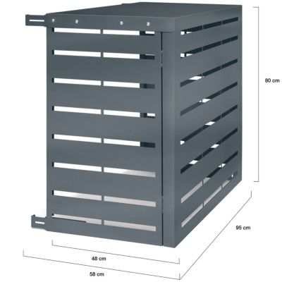Cache climatiseur 95 x 50 x 80 cm métal gris anthracite protection unité extérieure pour pompe à chaleur