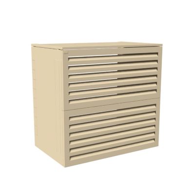 Cache climatiseur acoustique ATOLE en Aluminium Thermolaqué - Taille 3 : H. 130 x L. 135 x P. 85 cm - Crème