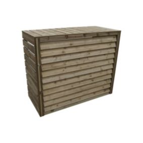 Cache-climatiseur en bois vantelles mobiles grand modèle