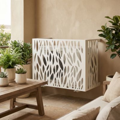 Cache climatiseur GoodHome Neva blanc crème