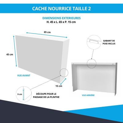 Cache nourrice plomberie ATOLE en acier Blanc - Largeur fixe - Taille 2 : 450 x 650 x 150 mm