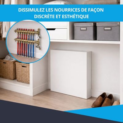 Cache nourrice plomberie ATOLE en acier Blanc - Largeur fixe - Taille 2 : 450 x 650 x 150 mm