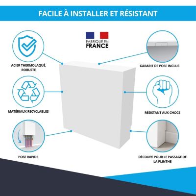 Cache nourrice plomberie ATOLE en acier Blanc - Largeur fixe - Taille 2 : 450 x 650 x 150 mm