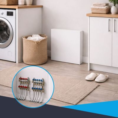Cache nourrice plomberie ATOLE en acier Blanc - Largeur fixe - Taille 2 : 450 x 650 x 150 mm