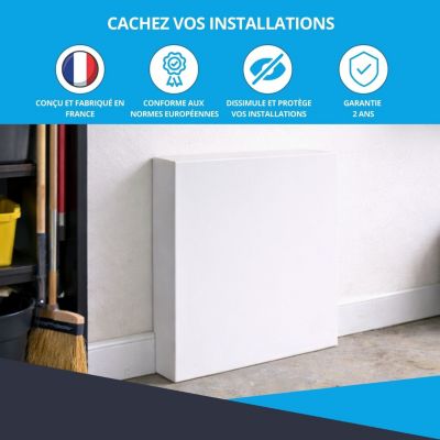 Cache nourrice plomberie ATOLE en acier Blanc - Largeur fixe - Taille 2 : 450 x 650 x 150 mm