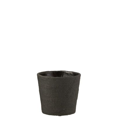 Cache-pot avec motifs bistro en ciment noir 17x17x16 cm