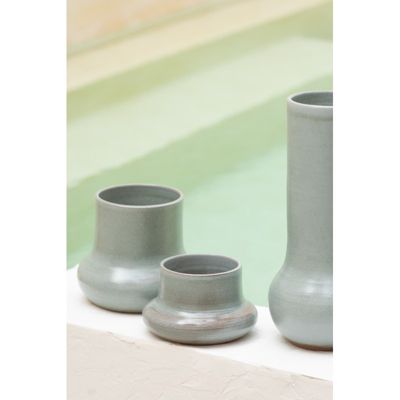 Cache-pot céramique bleu gris 21x21x21 cm