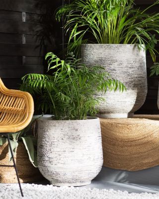 Cache-pot DIONI Pierre 48 cm Gris clair