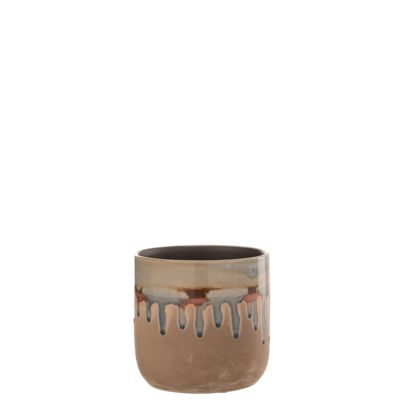 Cache-pot en céramique beige 15x15x15 cm