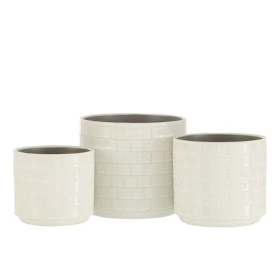 Cache-pot en céramique blanc 17x17x15 cm