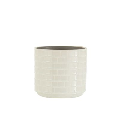 Cache-pot en céramique blanc 17x17x15 cm