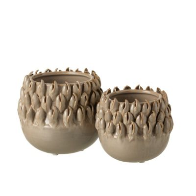 Cache-pot en céramique gris 15.5x15.5x14.5 cm