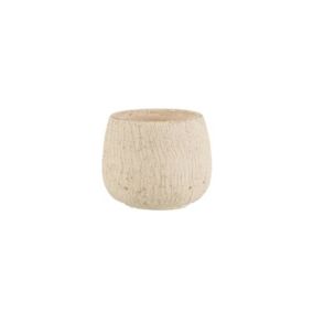 Cache-pot irrégulier en céramique beige 14x14x12 cm