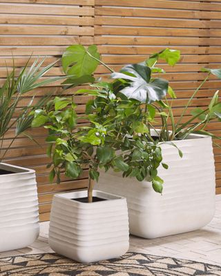 Cache-pot PARIKIA 46 cm Blanc cassé
