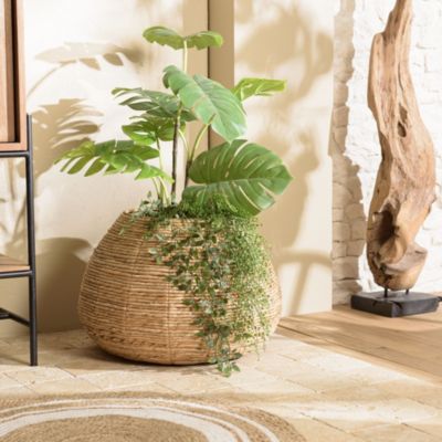 Cache pot petit modèle en tissage d'abaca naturel