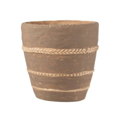 Cache-pot tresse en céramique Marron 13x13x13.5cm