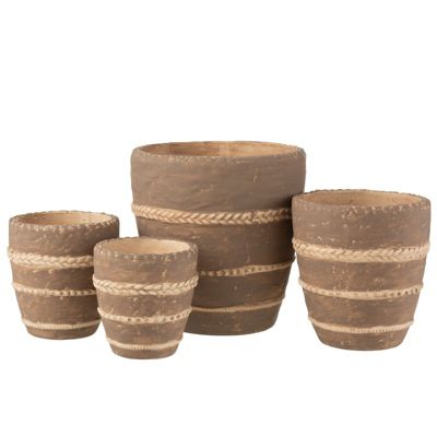 Cache-pot tresse en céramique Marron 13x13x13.5cm